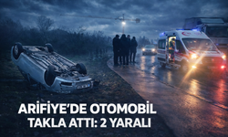 Arifiye'de otomobil takla attı: 2 yaralı!