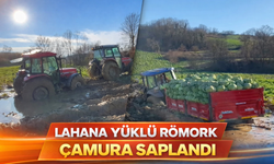 Kaynarca’da Lahana Yüklü Römork Çamura Saplandı