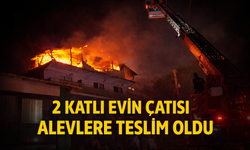 2 katlı evin çatısı alevlere teslim oldu
