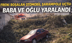 Freni boşalan otomobil şarampole uçtu: Baba ve oğlu yaralandı