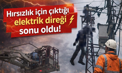 Hırsızlık için çıktığı elektrik direği sonu oldu