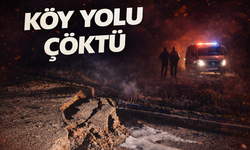 Yağış nedeniyle köy yolu çöktü