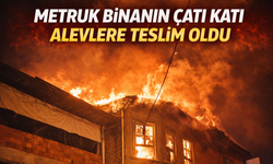 Metruk binanın çatı katı alevlere teslim oldu
