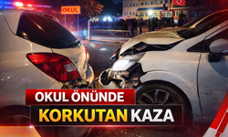 Okul önünde korkutan kaza!