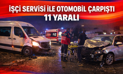 İşçi servisi ile otomobil çarpıştı: 11 yaralı
