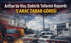 Arifiye’de Vinç Elektrik Tellerini Kopardı: 5 Araç Zarar Gördü