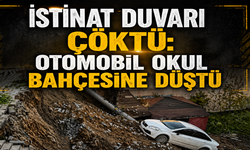 İstinat Duvarı Çöktü: Otomobil Okul Bahçesine Düştü