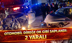 Otomobil Direğe Ok Gibi Saplandı: 2 Yaralı