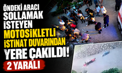 Öndeki aracı sollamak isteyen motosikletli istinat duvarından yere çakıldı: 2 yaralı