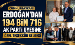 Cumhurbaşkanı Erdoğan’dan 194 Bin 716 AK Parti Üyesine Özel Teşekkür Belgesi