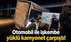 Otomobil ile işkembe yüklü kamyonet çarpıştı