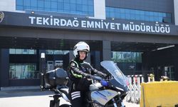 Tekirdağ'da motorize trafik ekibinin tek kadın polisi denetimlerde aktif rol üstleniyor