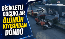 Bisikletli çocuklar ölümün kıyısından döndü