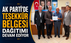 AK Parti’de Teşekkür Belgesi Dağıtımı Devam Ediyor