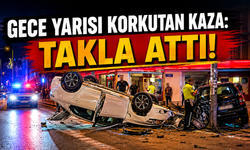 Gece Yarısı Korkutan Kaza: Takla Attı