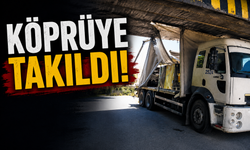 Kamyonun Dorsesi Köprüye Takılıp Parçalandı