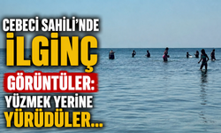 Cebeci Sahili’nde İlginç Görüntüler: Yüzmek Yerine Yürüdüler...