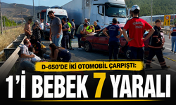D-650’de iki otomobil çarpıştı: 1’i bebek 7 yaralı
