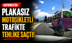 Plakasız motosikletli trafikte tehlike saçtı