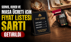 Servis, Kuver ve Masa Ücreti İçin Fiyat Listesi Şartı Getirildi