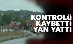 Kontrolünü kaybetti yan devrildi!