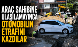 Araç sahibine ulaşılamayınca otomobilin etrafını kazdılar