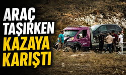 Adapazarı-Kaynarca yolunda otomobil taşıyan çekici kazaya karıştı