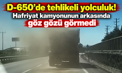 D-650’de tehlikeli yolculuk! Hafriyat kamyonunun arkasında göz gözü görmedi
