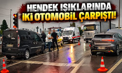 Hendek ışıklarında iki otomobil çarpıştı! D-100'de trafik aksadı...
