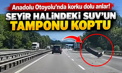 Anadolu Otoyolu’nda korku dolu anlar! Seyir halindeki SUV’un tamponu koptu