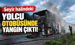 Seyir halindeki yolcu otobüsünde yangın paniği! Yolcular tahliye edildi...