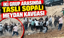 İki grup arasında taşlı sopalı meydan kavgası