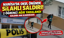 Manisa'da okul önünde silahlı saldırı! 2 öğrenci ağır yaralandı, saldırı anı kamerada