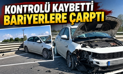 Hendek yolunda otomobil bariyerlere çarptı