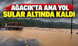 Ağacık'ta ana yol sular altında kaldı