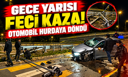 Gece yarısı feci kaza! Otomobil hurdaya döndü