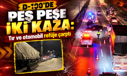 D-100'de peş peşe iki kaza: Tır ve otomobil refüje çarptı