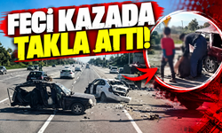 Feci kazada takla atarak durabildi!