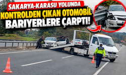 Sakarya-Karasu yolunda kontrolden çıkan otomobil bariyerlere çarptı!
