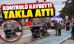 Adapazarı'nda korkutan kaza! Otomobil takla attı