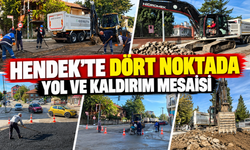 Hendek'te dört noktada yol ve kaldırım mesaisi!