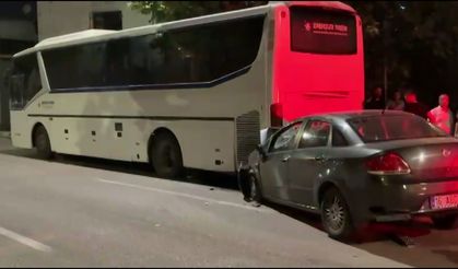 Alkollü sürücü önce duvara sonra otobüse çarptı