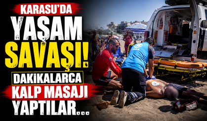 Karasu'da yaşam savaşı! Dakikalarca kalp masajı yaptılar...