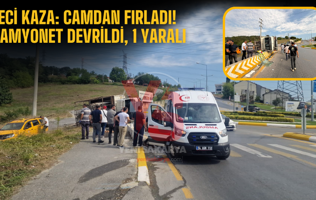 Feci kaza: Camdan fırladı! Kamyonet devrildi, 1 yaralı