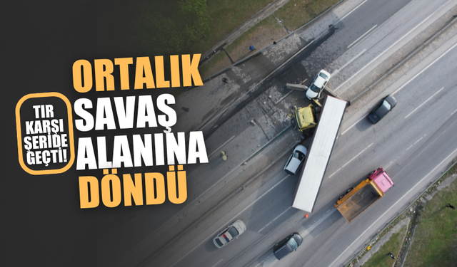 D-100'de kontrolden çıkan tır karşı şeride geçti