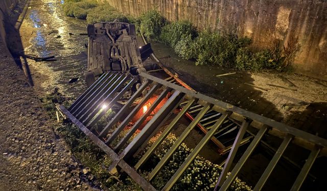Beykoz'da dere yatağına düşen otomobildeki 1 kişi yaralandı