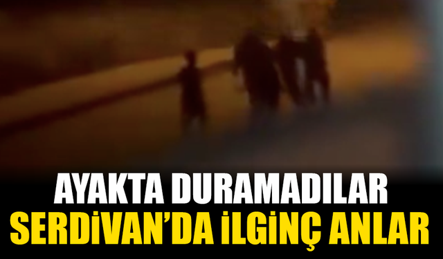 Serdivan’da İlginç Anlar: Ayakta Duramadılar, Biri Çimlere Balıklama Daldı