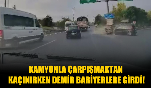 Kamyonla çarpışmaktan kaçınırken demir bariyerlere girdi