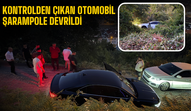 Sakarya’da Otomobil Şarampole Devrildi