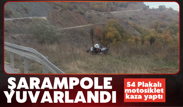 Motosiklet şarampole uçtu: Sürücü yaralandı